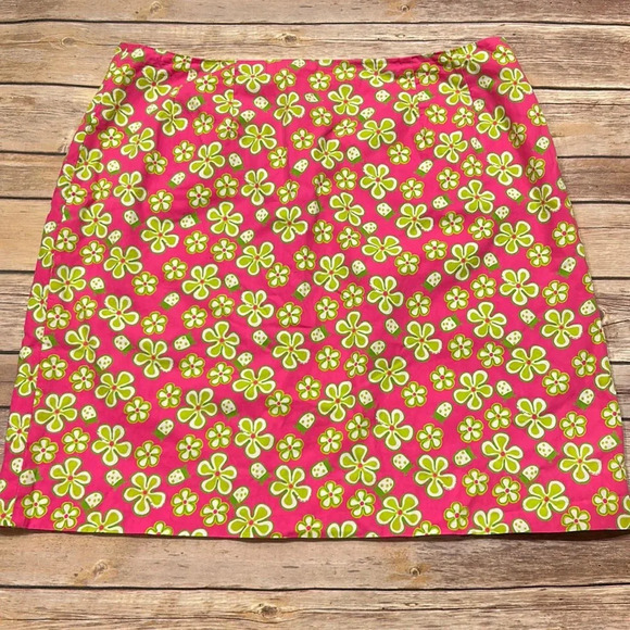 Lilly Pulitzer Dune Buggy Pink and Green Floral Print Skirt Size 8 - Picture 1 of 7